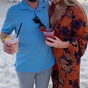 Lulus Orange and floral jumpsuit